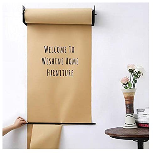 37/67/97/127 cm breiter Kraftpapierrollenhalter und -spender, Wandmontage-Memoboard mit Schneidestange, für Zuhause/Küche/Büro, schwarzer Stahlrahmen/Stahlrahmen breit-127 cm/50 Zoll (schwarzer Stah