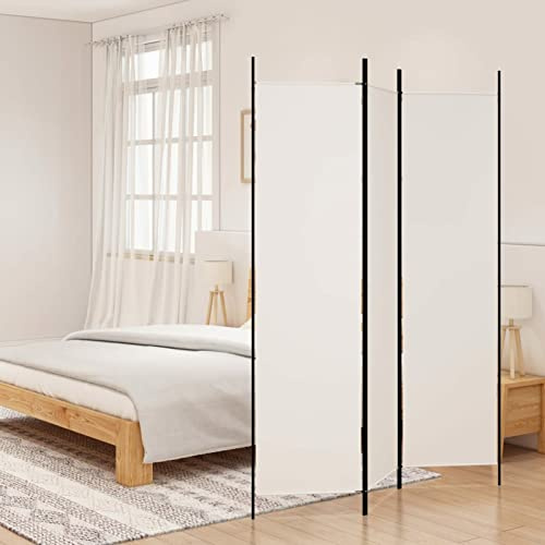 Vopese 3-Panel Room Divider White 150x200 cm Fabric, Panel Screen, Movable Partition, Privacy Separator Wall Furniture Indoor Bedroom Office Bathroom Paravent