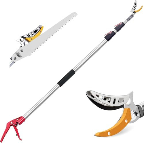 Bai You Mei 1,3-2,3m Schneidgiraffe Astschere Teleskop Ausziehbar Hochentaster Manuell Rosenschere Teichschere mit Teleskopstiel Gartenschere Lang Baumschere Teleskop Groß Teleskopschere