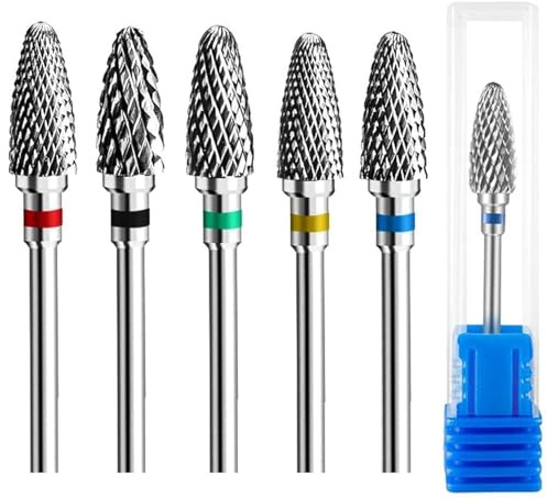 5 Stück Hartmetall Bits Wolframcarbid Nagelfeile Bits Nagelbohrer Bits für Nagel Gel Nagelfräser Bits Dauerhaft Wolfram Nagelfeile Bits Nagelfräser Aufsätze für Maniküre Pediküre Nagelpflege (5 Stück)