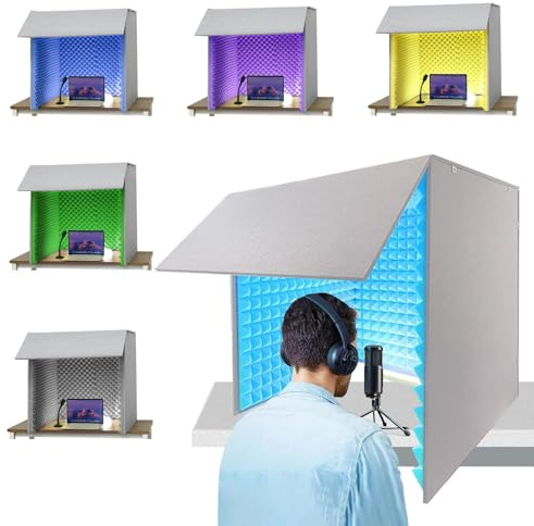 Ddasam Vocal booth, Tragbare Gesangskabine, 80x80x80cm, schalldämmung Recording-Equipment, Aus Akustikschaumplatte,Mikrofon Isolierschaum, Mikrofonschutz, Studio, Singen, Podcast