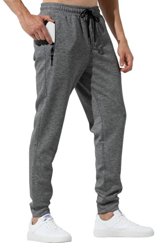 Casey Kevin Men's Joggers Tracksuit Bottoms Sweatpants Sports Trousers Gym Joggers with Zip Pockets Drawstring Slim fit Causal Running Clothes,Dark,Grey,XL
