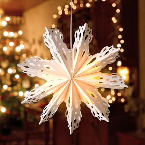 Weihnachtsstern Beleuchtet, Weihnachtsdeko Innen LED Stern, Weihnachtsstern Fenster mit Beleuchtung, LED Papierstern Beleuchtet zum Aufhängen, Stern Fenster Beleuchtet für Fensterdeko Weihnachten (C)