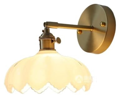 BZGPMFUD Wall Lamps Sconces Vintage Wall Sconces Floral Pattern Style Glass Wall Lights, E26 Light Source Recessed Brass Wall Lamp for Bedroom Living Room Farmhouse Bathroom Decorative Light