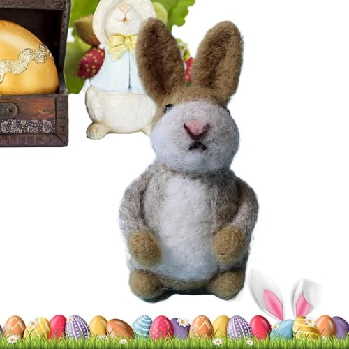 Filzkaninchen | Handgemachte Häkeln Tiere | Niedlicher Filzhase mit bunten Mänteln, Füllung für Osterkörbe, Kunsthandwerk mit Tieren für die Heimdekoration