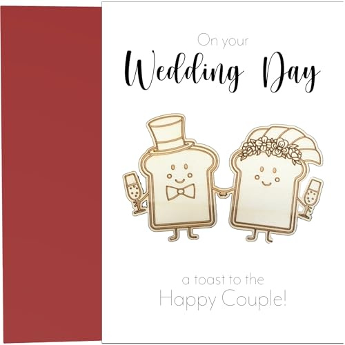 Wedding Card with Wooden Toast Fridge Magnets - A Toast to the Happy Couple