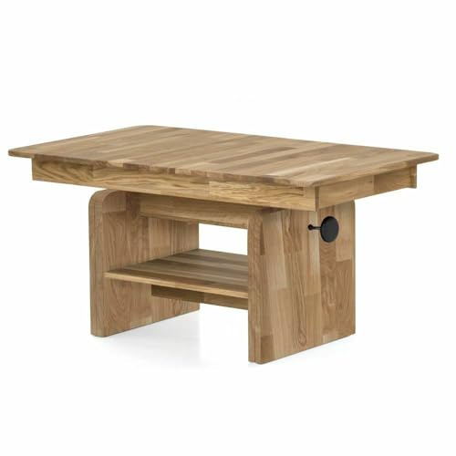 greta Couchtisch Höhenverstellbar Ausziehbar auf 160cm Eiche Massiv 120x65cm Tisch