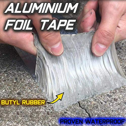 Starke Qualität wasserdichtes Klebeband Butylkautschuk Aluminiumfolie Tape, für Dachleckage, Oberflächenriss, Fensterbankspalt, Rohrbruch (10cm×5m)