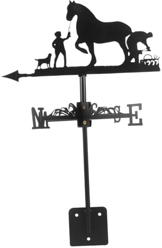 HEMOTON Girouette Métal Vintage pour Jardin Extérieur 54X33X33Cm Indicateur Direction Vent Résistant aux Intempéries Installation Facile Piquet de Jardin