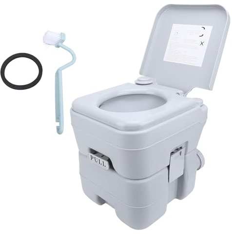 WC portatile per camper 20L grande capacità 440 libbre capacità di magazzino sistema di scarico singolo grigio bagno interno esterno adatto per viaggi marini doppia uscita (doppia uscita)