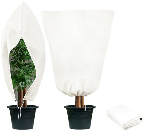 Zhiaek Housse d'hivernage pour Plantes Exterieur avec Cordon de Serrage et Zipper Housse de Protection Voile Hivernage Citronnier Plantes Blanc 2x2.4M 1PCS