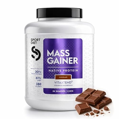 MASS GAINER VITAXTEND – Gainer Riche en Protéines & Glucides – Soutien à la Croissance Musculaire & Énergie – Vitamines B6, C, D3, E – Réduction de la Fatigue & Récupération – 3500g – SportDiet