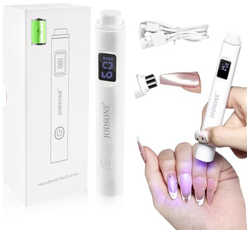 JODSONE tragbarer Mini-Nageltrockner mit Magnet & LCD-Display - Handliche UV-LED-Lampe für Gellack, wiederaufladbar, für Home-DIY-Maniüre, weiß