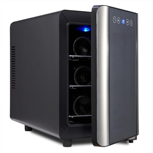 PP-Vic Cave À Vin Réfrigérée De Comptoir Pour 6 Bouteilles - Armoire À Vin Électronique, Réfrigérateur De Stockage Divisé, Mini-Armoire À Vin Compacte Autonome, Écran De Température Numérique