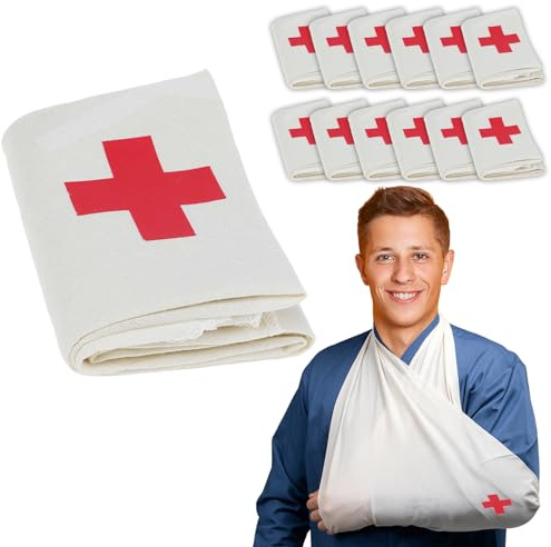 Vendaje triangular de primeros auxilios, correa de brazo de emergencia, férula de fractura y vendaje de heridas, suministros de supervivencia clínica para el hogar, escuela, lugar de trabajo, 12