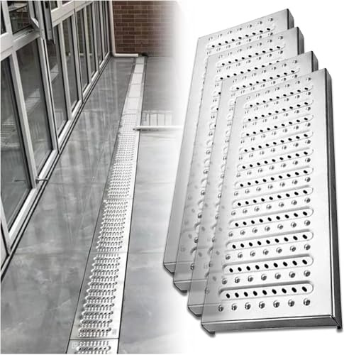 Rejilla de drenaje de acero inoxidable for canalones exteriores (1 unidad): fácil de instalar y con alta capacidad de carga.(58cmx20cmx2.5cm)
