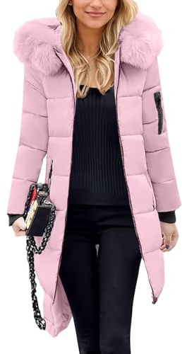 Générique Manteau Femme Hiver Veste à Capuche Col en Fausse Fourrure Outercoat avec Poches Hiver éPaissir Parka Chaude en Peluche Blousons avec Zippé Doudoune Veste Coupe Vent