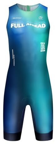 NUCKILY Triathlon kostym, herr one-piece trisuit lätt race skinnsuit vadderad cykling hastighetsdräkt simskinn cykel simma löpning, BLÅ, L