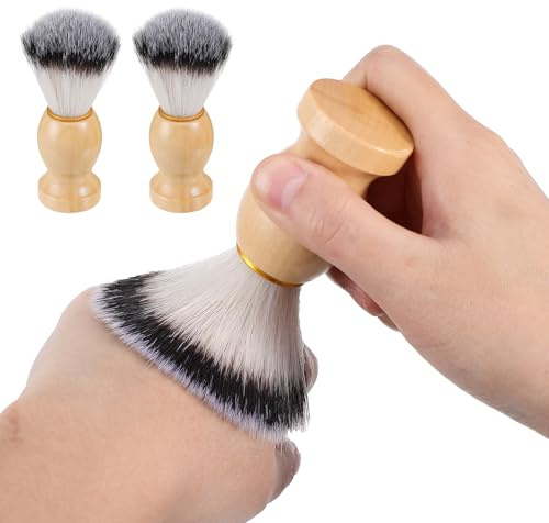 PRETYZOOM 2stücke Rasierbürste mit Holzgriff Bartbürste für Vegane Rasur Weiche Borsten zur Gesichtsvorbereitung für Rasiermesser und Bartpflege