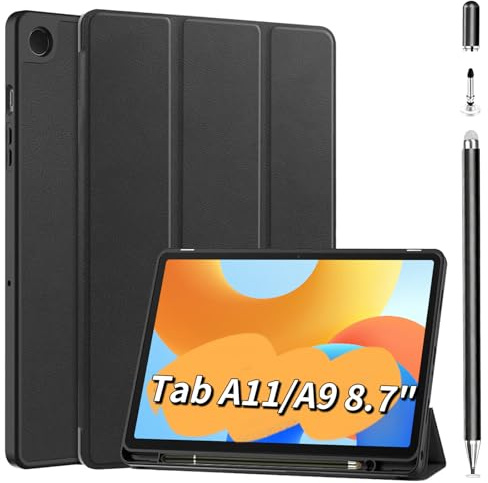 Case+Stylus Pen for Samsung Galaxy Tab A11/A9 8.7inch,Stiftschlitz, geeignet für Tab A9/A11,automatische Wach/schlafmodi, zellulare Rückseite zur Wärmeableitung (Schwarz)