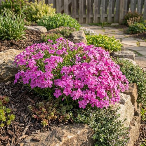 Bloomique - Lot de 6 - Phlox Macdaniel's Cushion - Facile d'entretien - Floraison abondante - Rustique - Vivace - Port compact - Hauteur 10-20 cm - Pot 9 cm