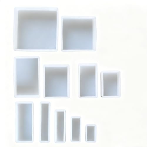 11 Moules Silicone Resine Epoxy Rectangulaire Carre Creation Bijoux | Decoration maison moulage, accessoires loisirs creatifs, transparent formes tailles, bougie craft making art