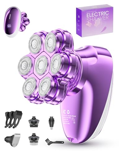 5-in-1 Electric Razors for Women, 7D Floating Head Lady Shaver for Legs Body Bikini Face Hair Removal, Rechargeable Wet Dry Waterproof Women Electric Shaver with LED Display