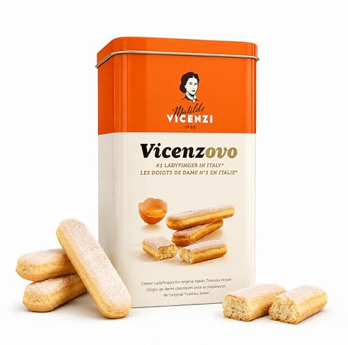 Matilde Vicenzi Ladyfingers Biscuits in Decorative Tin – 400g Classic Italian Biscuits, Ladyfingers Cookies for Tiramisu, Desserts & Snacking – Italian Bakery Dessert Gifts For Special Occasions