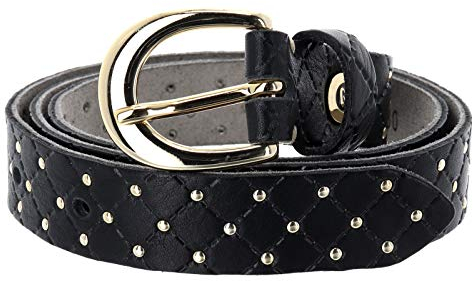 b.belt Lilou Gold Leder-Nietengürtel W80 Black