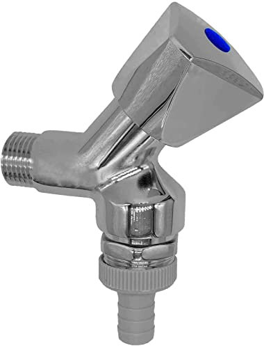 Geräteventil 1/2 Zoll Außengewinde AG Wand Anschluss, Rohrbelüfter, Rückflussverhinderer, Abgang 3/4 Zoll Außengewinde + Schlauchtülle AußenØ 14mm Spülmaschine Waschmaschine