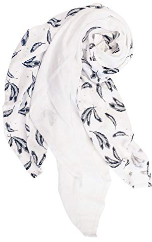 Lot de 3 langes Plumes et uni - Blanc - 60 x 60 cm