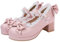 LUXMAX Womens Bow Cute Cosplay Platform Mary Janes Mid Block Heel Court Shoe Size 8UK,Pink