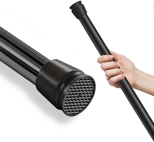 Teleskopstange ohne Bohren, Duschvorhangstange Klemmstange Spannstange Duschstange Kleiderstange ausziehbar (schwarz - glänzend 55-90 cm)