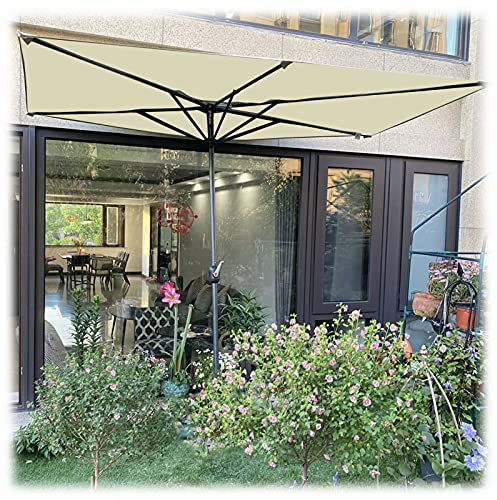 OOOMG 250cm*120cm Rechteckig Halbe Sonnenschirme Mit Kurbel, Balkonschirm Wasserdicht Marktschirm Für Garten,Terrassen,Schwimmbäder,Höfe
