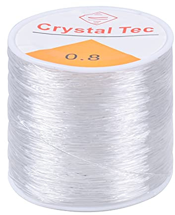100m Schnur Curchsichtig Reißfest Nylonfaden Transparent Elastisch Angelschnur, Klar Reißfest Nylonschnur für Nähen Hobby Perlen Schmuck Armbänder Basteln Hängende Dekorationen (0.8mm)