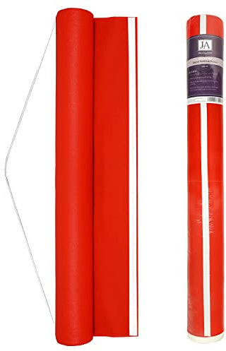Red Aisle Runner - Professional-Grade Nylon, Includes Tape Double-Sided Adhesive - Disposable Scroll Pattern Runner Great for Indoor Events or Weddings, Prom, Hollywood Parties
