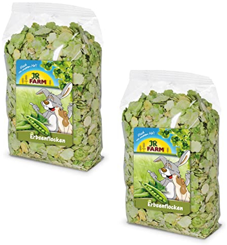 JR FARM Fiocchi di Piselli | Confezione Doppia | 2 x 200 g | Snack per tutti i roditori e i conigli nani | Precotti delicatamente e facilmente digeribili | Particolarmente ricchi di vitamine A e C