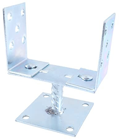 BAUSTER® Pfostenträger 0-200 mm verstellbar Pfosten Anker, zum Aufschrauben, Feuerverzinkt, Pfostenanker Pfostenschuh Anker mit Sockel Riffeldolle, Stützen für Gartenstrukturen, Pavillons