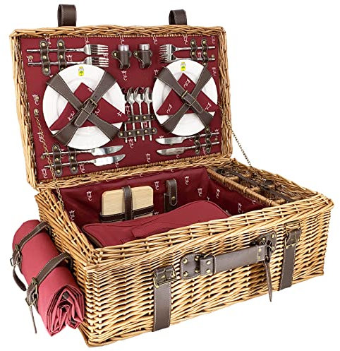 Les Jardins de la Comtesse - Picknickkoffer aus Weide und Leder Champs-Elysées Bordeaux - 4 Personen