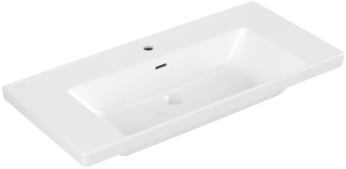 Villeroy & Boch Subway 3.0 Schrankwaschtisch, 1000 x 470 mm, 1 Hahnloch, mit Überlauf, ungeschliffen, 4A70A501, Farbe: weiß-Alpin