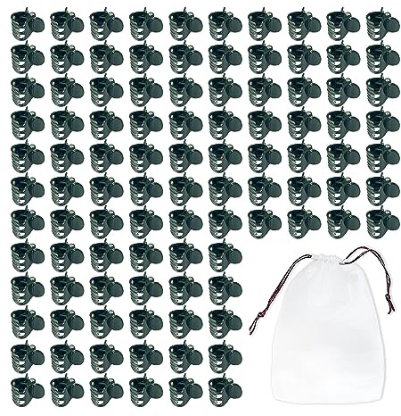 100 Stück Orchideenständer Pflanzenclips mit 1 Stück Aufbewahrungstasche, pflanzenklammern, gebundener Rattanclips, Weinrebenclips, Gartenpflanzenclip zum Stützen und Fixieren von Pflanzen (1,5cm)