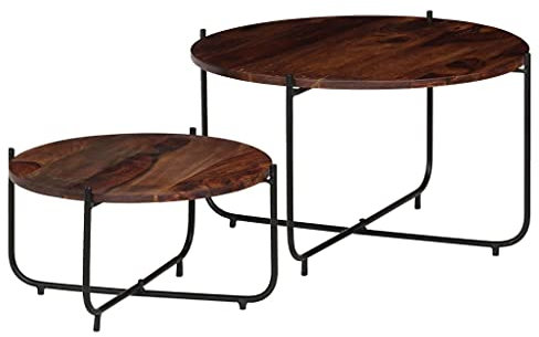 Homgoday 2-teiliges Couchtisch-Set aus Sheesham-Massivholz, 60 x 35 cm, Couchtisch, Wohnzimmertisch, Tisch für Büro, Schlafzimmer, Garten
