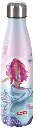 Step by Step Isolierte Edelstahltrinkflasche „Mermaid Lola rosa - blau, Meerjungfrau, für kohlensäurehaltige Getränke, auslaufsicher, Schraubverschluss, 100% recycelbar, Schule & Freizeit, 0,5 L