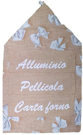Russo Tessuti Porta Rotolo Alluminio Carta Forno Pellicola ORGANIZZER Cucina Fiocchi Fiocchetti-Beige