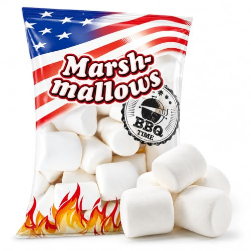 MIJOMA BBQ Marshmallows American Style zum Rösten, 300 g | Fluffige Schaumzuckerware, glutenfrei und fettfrei, für Grillabend, Lagerfeuer & süße Snacks mit Keks und Schokolade