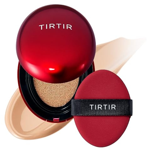 TIRTIR Mask Fit Red Cushion Foundation | Volle Deckkraft, Leicht & Hautnah, Satin Glow Finish | Koreanisches Cushion Make-up, Tattoo-Abdeckung, Aufbauend (0,63 Fl Oz), 25N Mocha