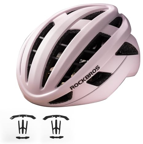 ROCKBROS Fahrradhelm Integrierter Radhelm, Leichter Cityhelm Rennradhelm, Robuster Atmungsaktiv für Mountainbikes Rennräder Unisex Erwachsene Damen und Herren L(58-62cm) Rosa-matt