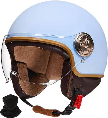 BDBRHFG Retro-Motorradhelm, Offener Halb-Jet-Helm, Roller-Helm Mit Visier, DOT/ECE-Zugelassener Moped-Helm, Modischer Outdoor-Cruiser, ATV, Balancierendes Auto, Moped I,M 56-57cm