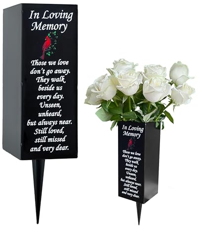 Atoomtuzs Cemetery Vases with Spikes,Metal Memorial Vase for Gravesite Flowers Cemetery Flower Holder for Loss of Loved One Cemetery Decoration(in Loving Memory)