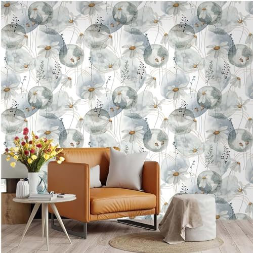 Selbstklebende Tapete Graue Blume Braun Strukturtapete Wandtattoo Schlafzimmer Tapete Selbstklebend Vliestapete Wallpaper for Living Room Tapeten Leicht zu Entfernen Wandschutzfolie 45x600cm